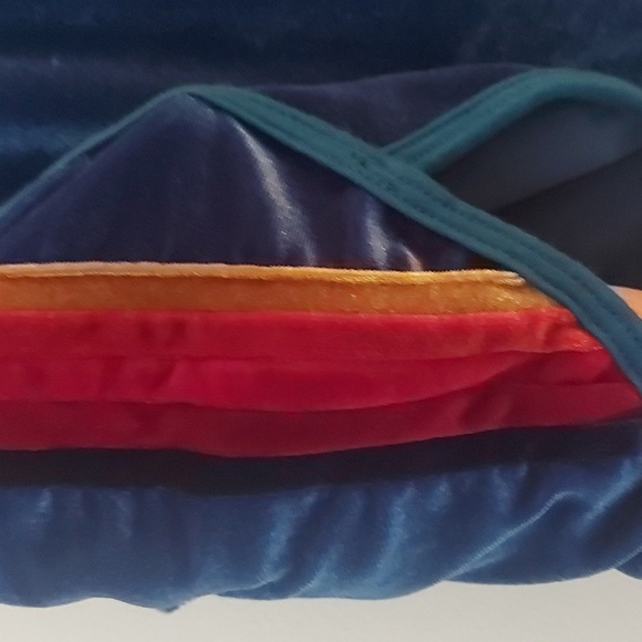 Aviator Nation Blue Velour Shorts With Rainbow Stripe At Sides Size XL - Picture 3 of 6